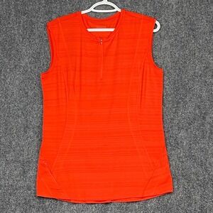 Athleta Women's Sleeveless Half-Zip Running Top - Orange - Size‎ L Zip Pocket
